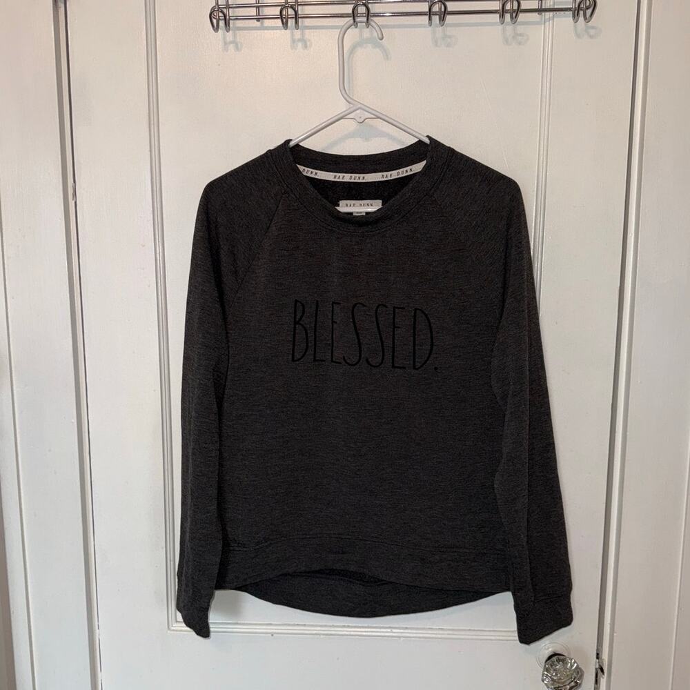 Rae Dunn Blessed Pullover Fleece Sweatshirt Gray women's size M